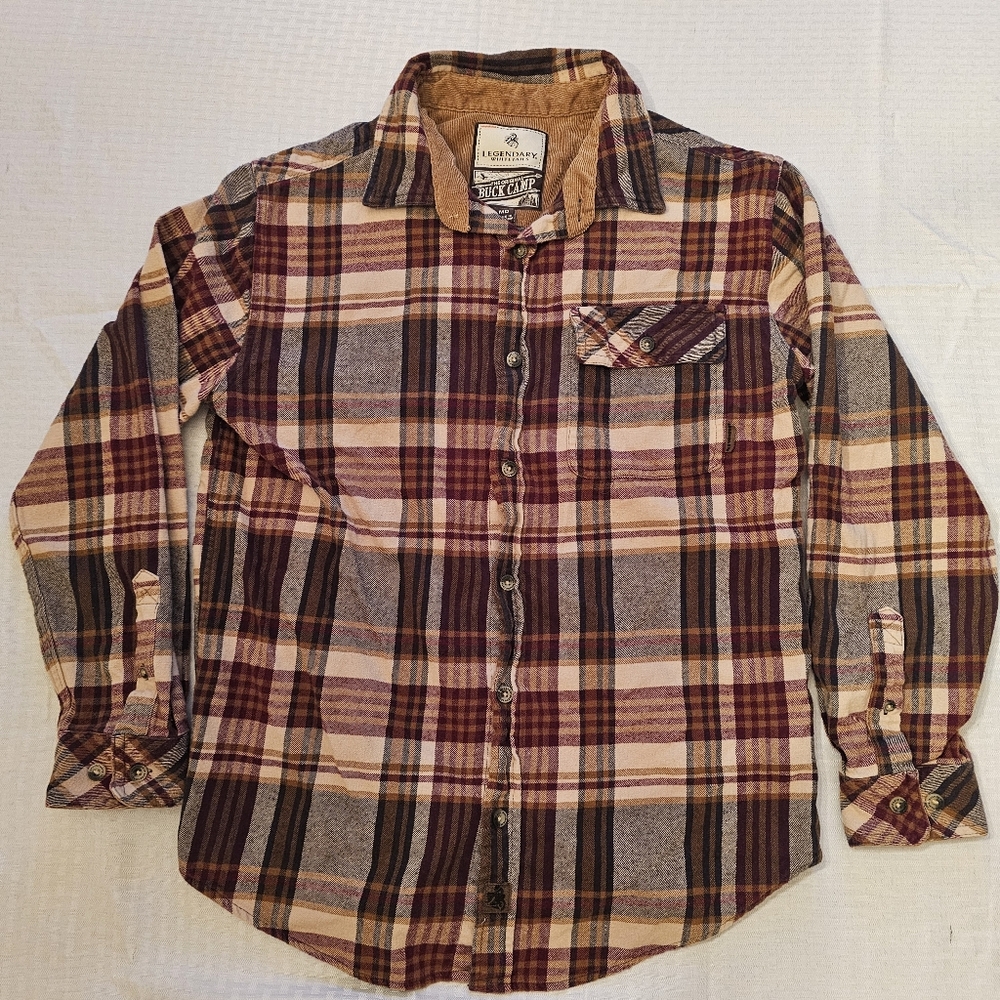 Legendary Whitetails Buck Camp Plaid‎ Flannel Shirt Men's Medium button down